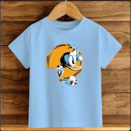 Çocuk Mavi Pamuklu Baskili T-shirt